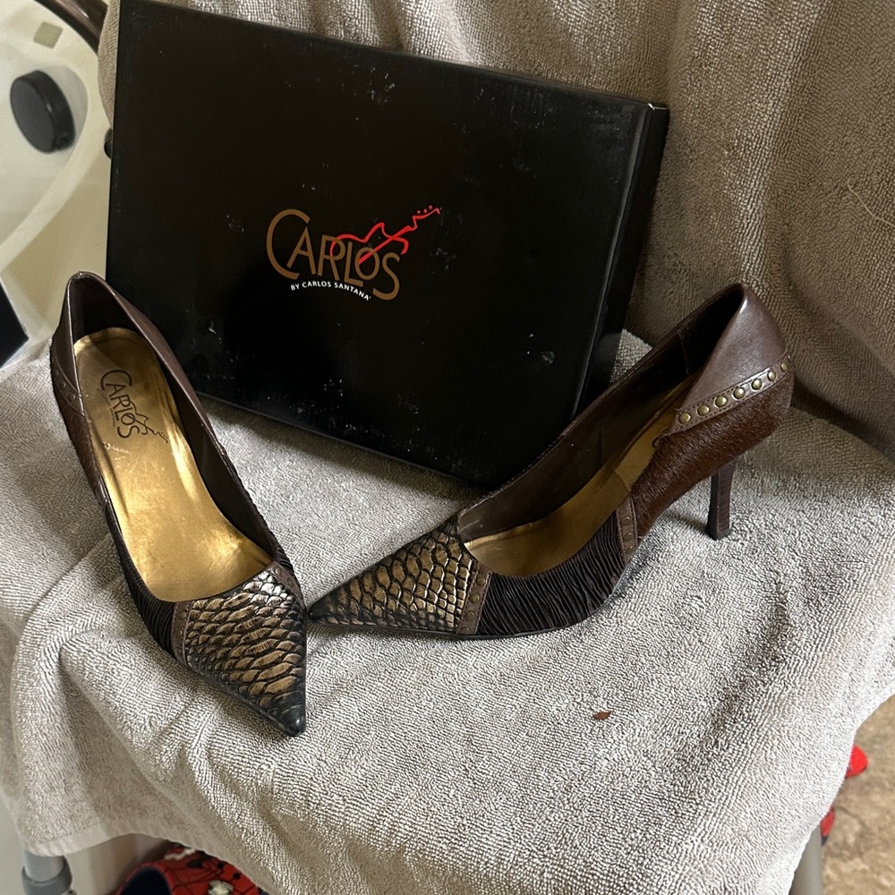Carlos Santana Snakeskin and Brown Heels